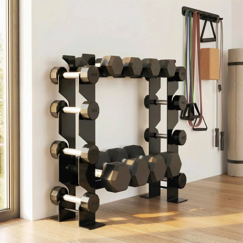 Image of SPORTNOW 4-Tier Dumbbell Rack, Heavy-Duty Weight Rack for Dumbbells, Black Unisex