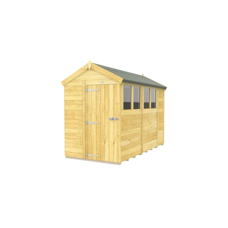 Image of Buttercup Farm 5 x 10 Feet Apex Shed - Single Door W/ Windows - L302 x W147 x H217cm in Brown Brown Unisex