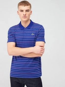 Image of Lacoste Sports Stripe Polo Shirt - Blue, Size 4=M, Men