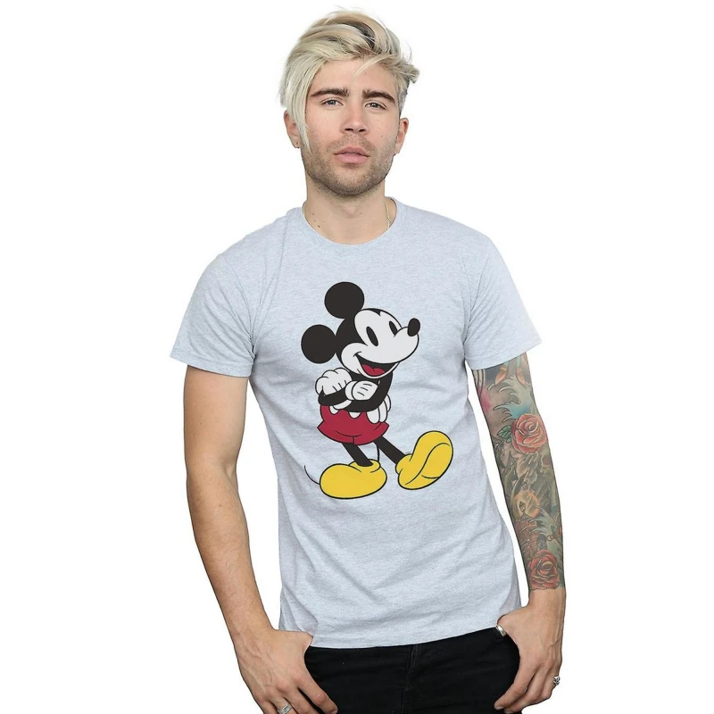 Image of Disney Men Classic Mickey Mouse T-Shirt in Grey Size: Small Grey S Male 5063377444827