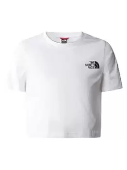 Image of The North Face The North Face Older Girl Short Sleeve Crop Simple Dome Tee, White, Size M=10-12 Years, Women