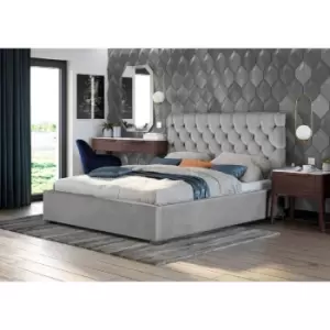 Image of Rosiana Bed Small Double Plush Velvet Silver