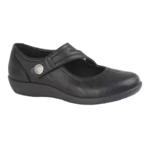 Image of Boulevard Womens/Ladies X Wide EE Fit Touch Fastening Bar Shoe (4 UK) (Black)