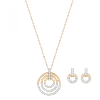 Image of Ladies Swarovski Rose Gold Plated Circle Earring & Necklace Set