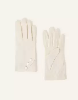 Image of Accessorize Touch Screen Button Gloves in Wool Blend Natural, Size: One Size