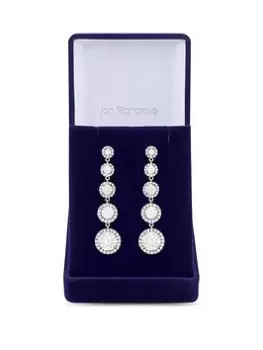 Image of Jon Richard Rhodium Plated Graduated Halo Earrings - Gift Boxed, Silver, Women
