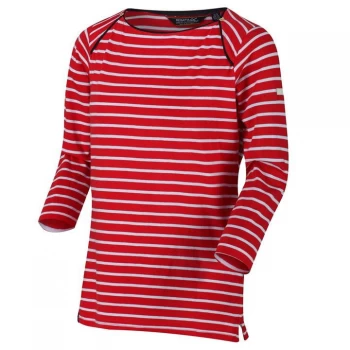 Image of Regatta Polina three quarter Sleeve T-Shirt - TrueRedStrpe