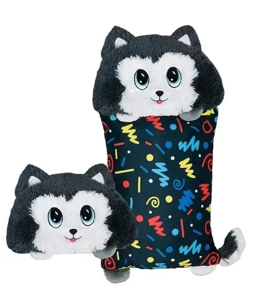 Image of Happy Nappers Fluff A Luff Pets Grey Husky Pillow