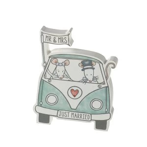 Image of Just Married Mr & Mrs Mouse in Campervan Decoration By Heaven Sends
