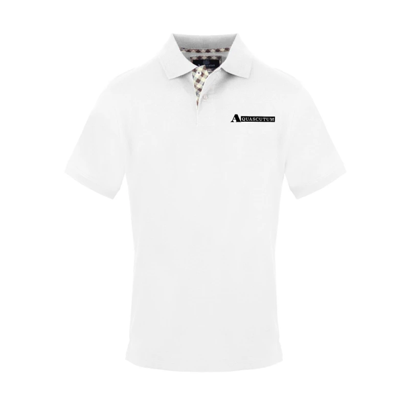 Image of Aquascutum Mens Polo Short Sleeve Polo Shirt Short Sleeve Polos Small White 54118401350