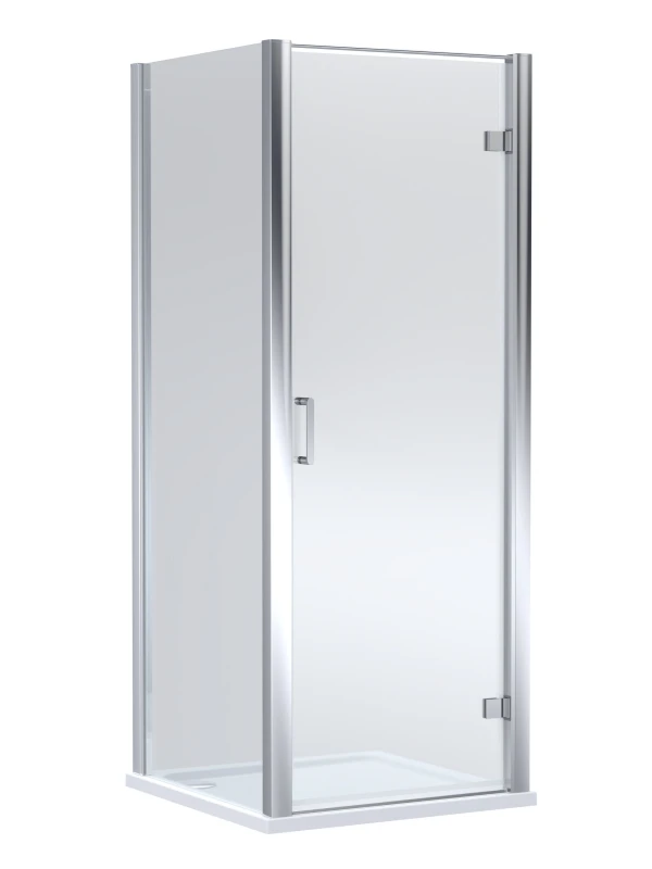 Image of Balterley Hinged Shower Door & Tray Pack: 800x800mm Chrome/White in Silver Silver Unisex