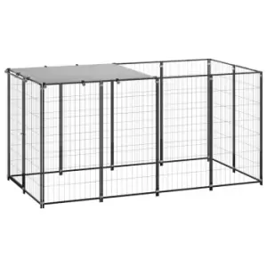 Image of VidaXL Dog Kennel Black 2.42 m Steel