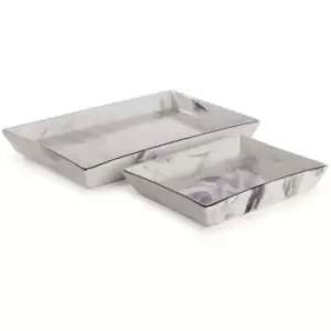 Image of Ceramic Marble Jewellery Dishes - Set of 2 M&W - White