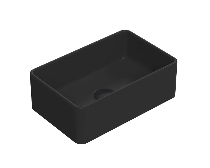 Image of Balterley Rectangular Countertop Vessel Without Overflow Matt Black 365mm Black