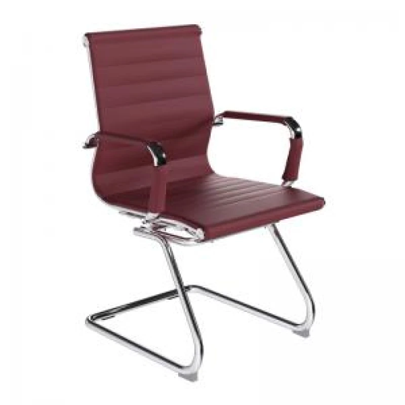 Image of Aura Nautilus Designs Aura Contemporary Medium Back Bonded Leather Executive Cantilever Visitor Chair With Fixed Arms Red - BCL/8003AV/OX BCL/8003AV/O