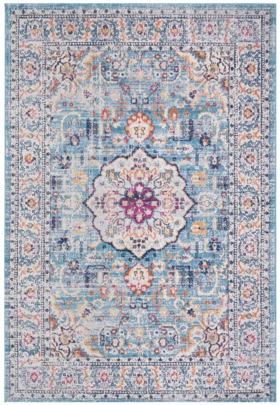 Image of THE RUGS Marrakech Blue Medallion Large Area Rug & Runner Living Room 410 Size: 200cm x 290cm Multicolor Unisex 200cm x 290 cm