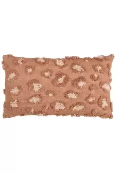 Image of Maeve Tonal Leopard Print Tufted Cotton Cushion