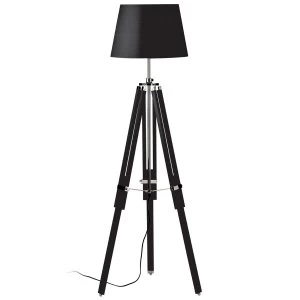 Image of Premier Housewares Jasper Floor Lamp with Tripod Base - Black