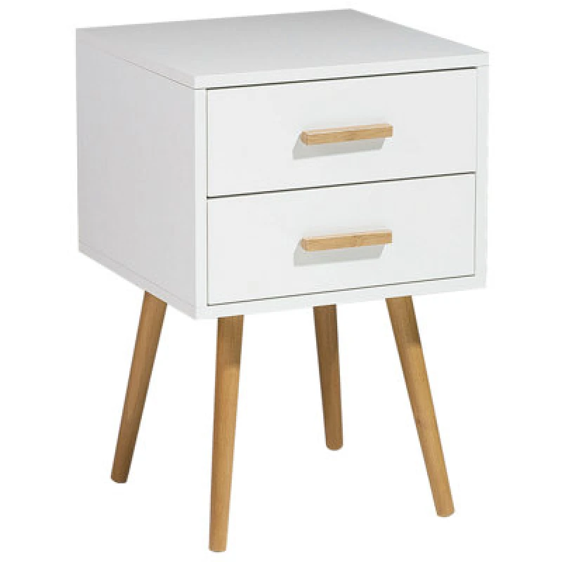Image of Beliani 2 Drawer Bedside Table Alabama White