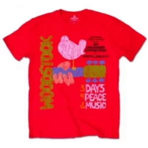 Image of Woodstock Classic Vintage Poster Mens Red TS: Medium