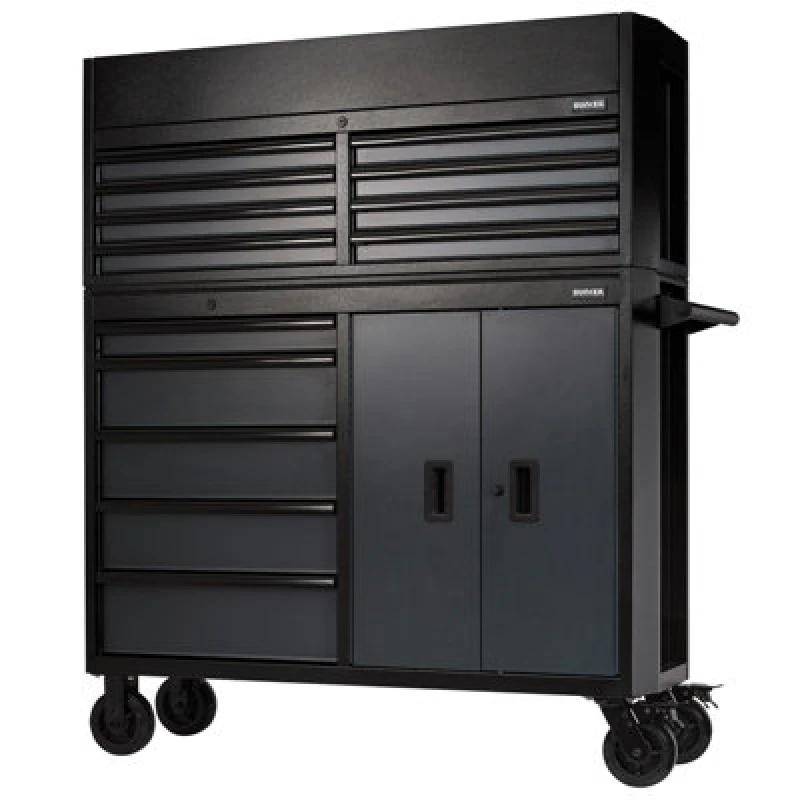 Image of Bunker 13 Drawer Roller Cabinet and Tool Chest Combo 24256 Colour: Black / Grey