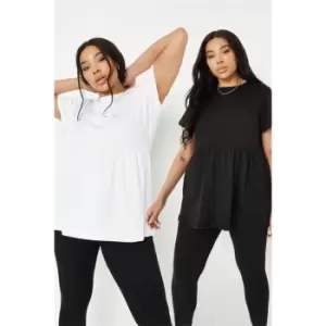 Image of Missguided Plus 2 Pack Jersey Smock T-Shirt - Black