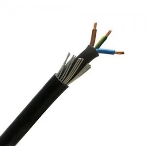 Image of Zexum 6mm 3 Core 53A Brown Blue Green Yellow Irish 6943X Steel Wire Armoured SWA Outdoor Mains Power Cable - 1 Meter