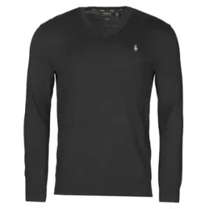 Image of Polo Ralph Lauren PULL COL V AJUSTE EN COTON PIMA LOGO PONY PLAYER mens Sweater in Black - Sizes EU S,EU M,EU XL