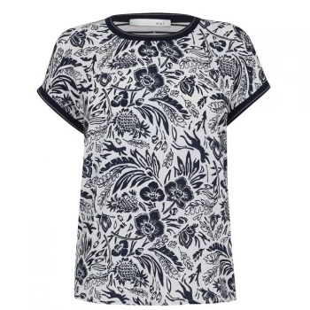 Image of Oui Multi Print T Shirt - White Blue 0105