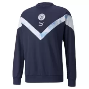 Image of Puma Manchester City FC Icon Crew Sweater - Blue