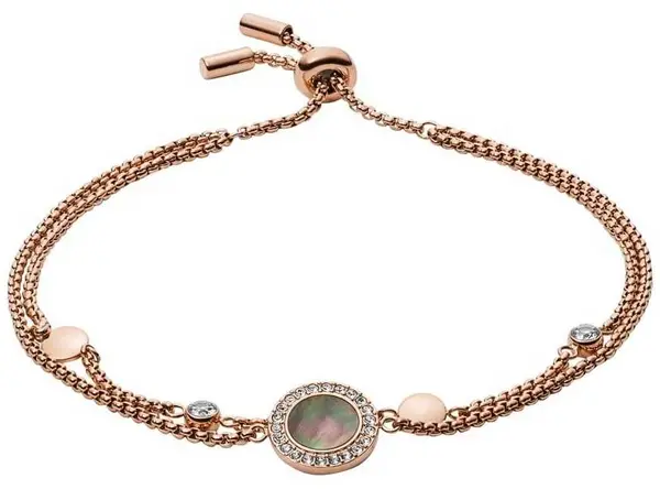 Image of Fossil JF02951791 Womens Rose Gold Tone Grey Mother Of Jewellery