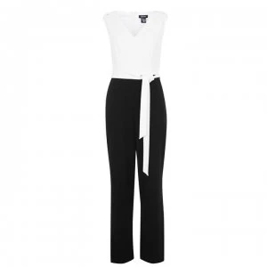 Image of DKNY Shoulder Detail Jumpsuit - CREAM/BLACK