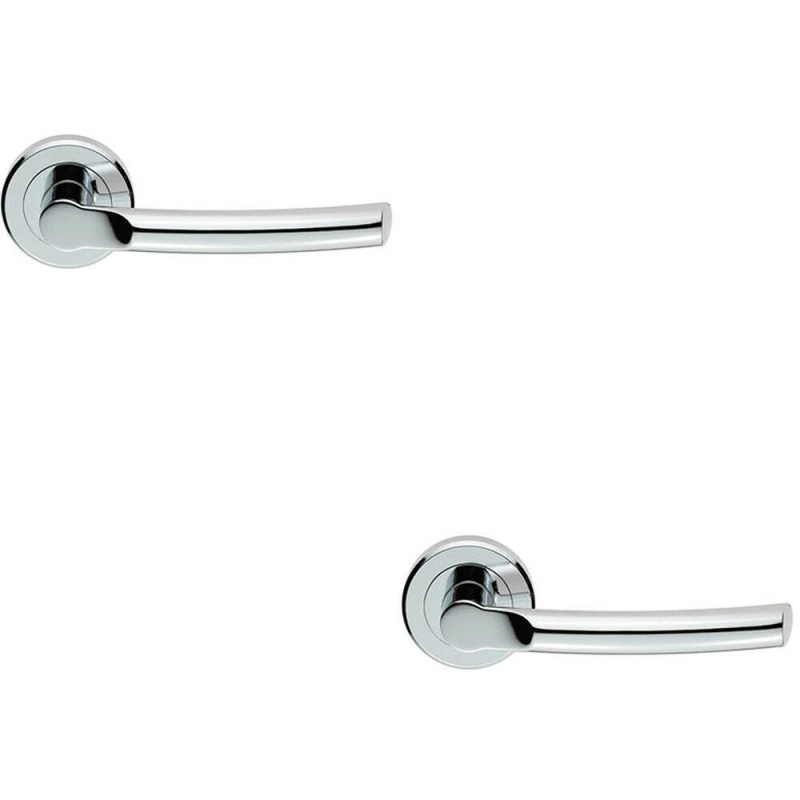 Image of Loops 2x PAIR Curved Round Bar Handle on Round Rose Concealed Fix Polished Chrome Multi
