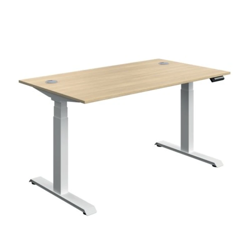 Image of Serrion Dual Motor Sit/Stand Desk 1400x800x630-1290mm Oak/White KF800338