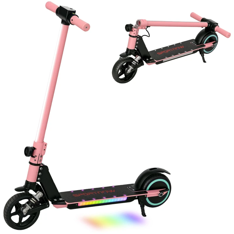 Image of SPORTNOW Folding Electric Scooter w/ LED Lights & Display in Pink Pink Unisex