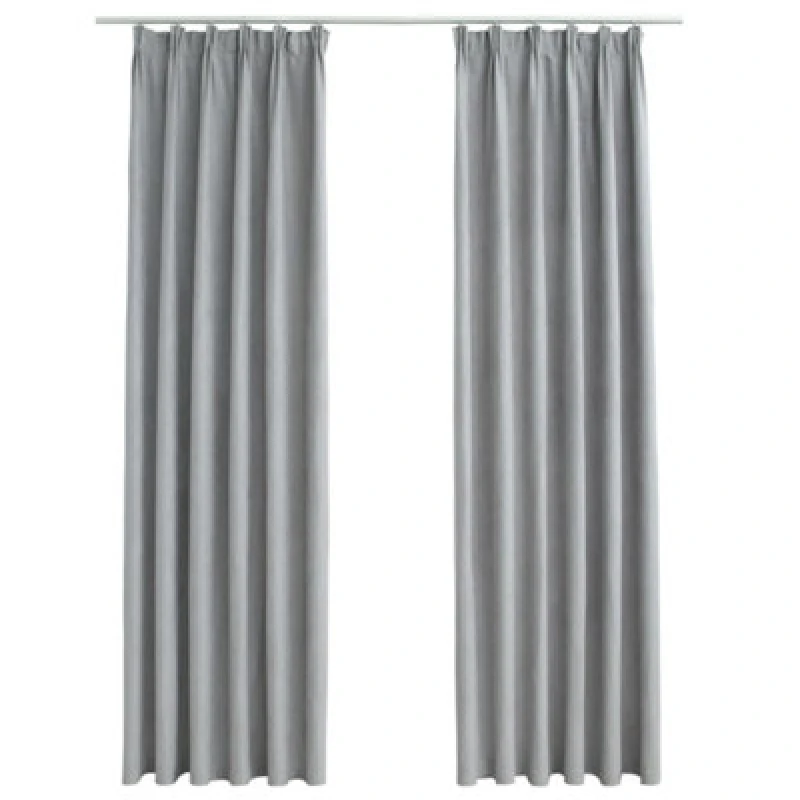 Image of Vidaxl Blackout Curtains With Hooks 2 Pcs Grey 140X245 Cm