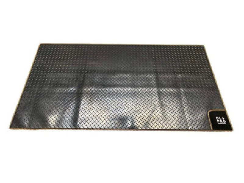Image of Olpro Awning Tunnel Mat 1500mm X 800mm Black Rubber Checker Board With Orange Edge Trim