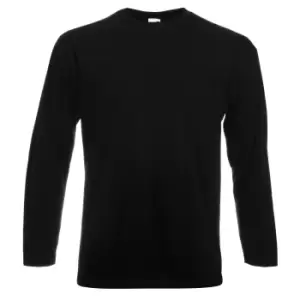 Image of Fruit Of The Loom Mens Valueweight Crew Neck Long Sleeve T-Shirt (M) (Black)