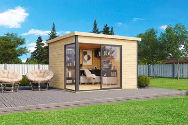 Image of Lasita Maja Domeo 1 + Domeo 1 Al Pack Iso-Log Cabin, Wooden Garden Room, Timber Summerhouse, Home Office - L319.6 X W319.6 X H239.4 Cm