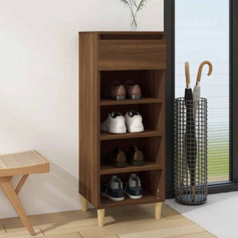 Image of Vidaxl Shoe Cabinet Brown Oak 40X36X105cm Engineered Wood