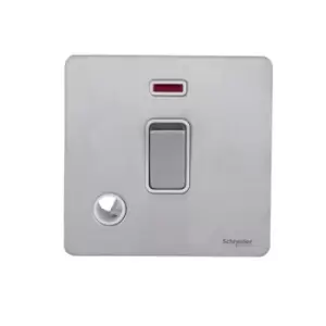 Image of Schneider USFP 20A Switched Flex Outlet & Neon White Insert Stainless Steel - GU2414WSS