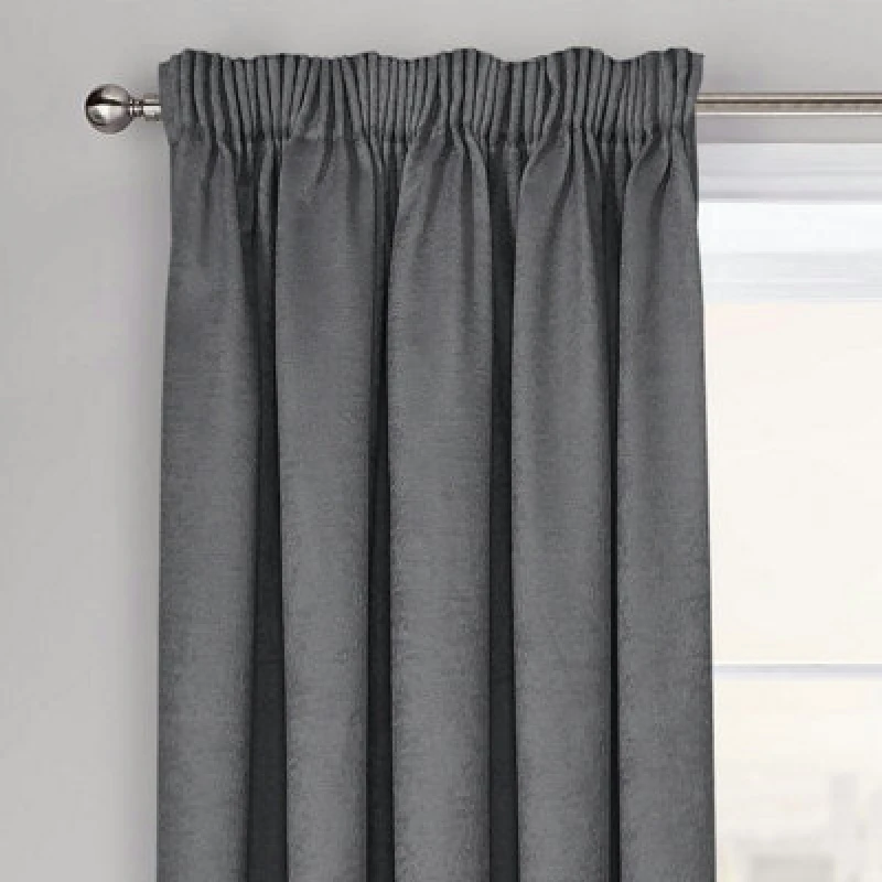 Image of Velosso Westwood Dimout Pencil Pleat Curtains - Charcoal