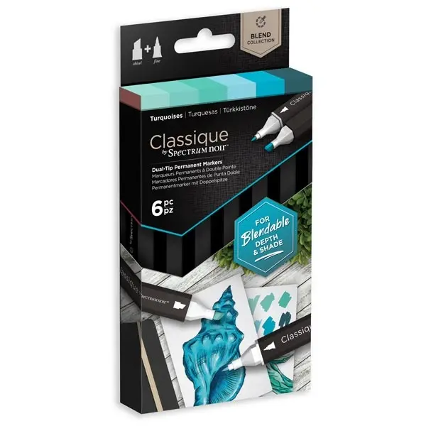 Image of Spectrum Noir Classique Blend Marker Pen Set Turquoises Set of 6