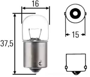 Image of MAGNETI MARELLI Light Bulbs R5W 004627100000 Bulb, licence plate light MERCEDES-BENZ,VOLVO,VARIO Kasten/Kombi,Vario Pritsche / Fahrgestell