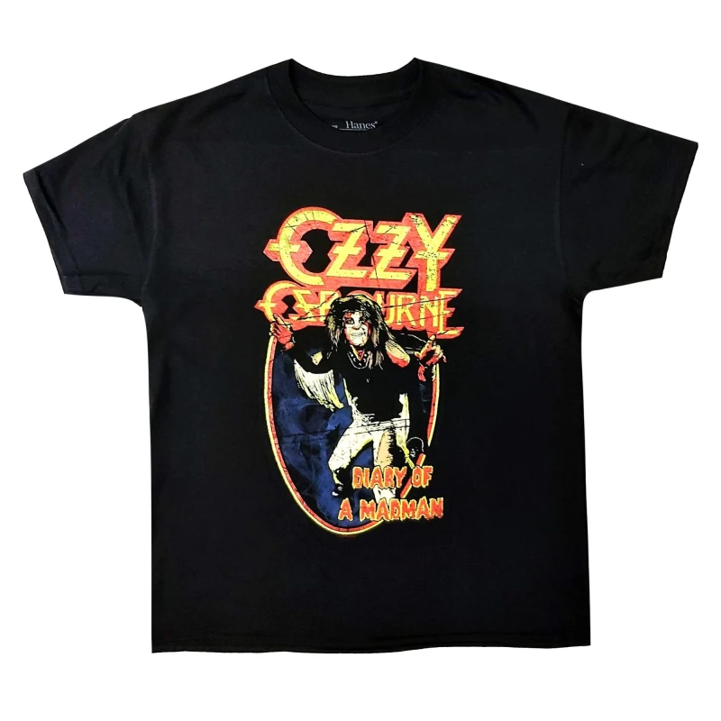 Image of Ozzy Osbourne Diary Of A Madman Vintage Cotton T-Shirt in Black Size: 9-10 Years Black Unisex 9-10 Years