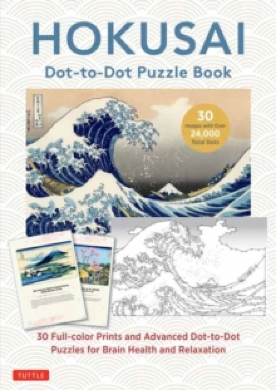 Image of Hokusai Dot-to-Dot Puzzle Book : 30 Full-color Prints and Advanced Dot-to-Dot Puzzles for Brain Health and Relaxation Paperback / softback