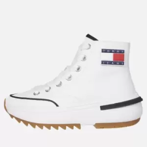 Image of Tommy Jeans Mid Run Cheat Leather Hi-Top Trainers - UK 4