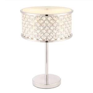 Image of 2 Light Table Lamp Chrome, Crystal (K9) Drops, E14