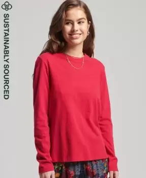 Image of Superdry Womens Organic Cotton Vintage Logo Embroidered Top Red / Papaya Red Marl - Size: 8