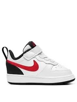 Image of Nike Court Borough Low 2 Trainers - White/Red, Size 6.5